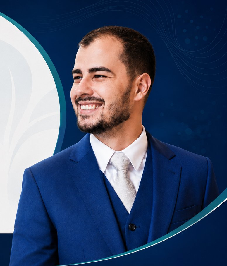 Retrato profissional do Dr. Matheus Tostes Assis em traje formal